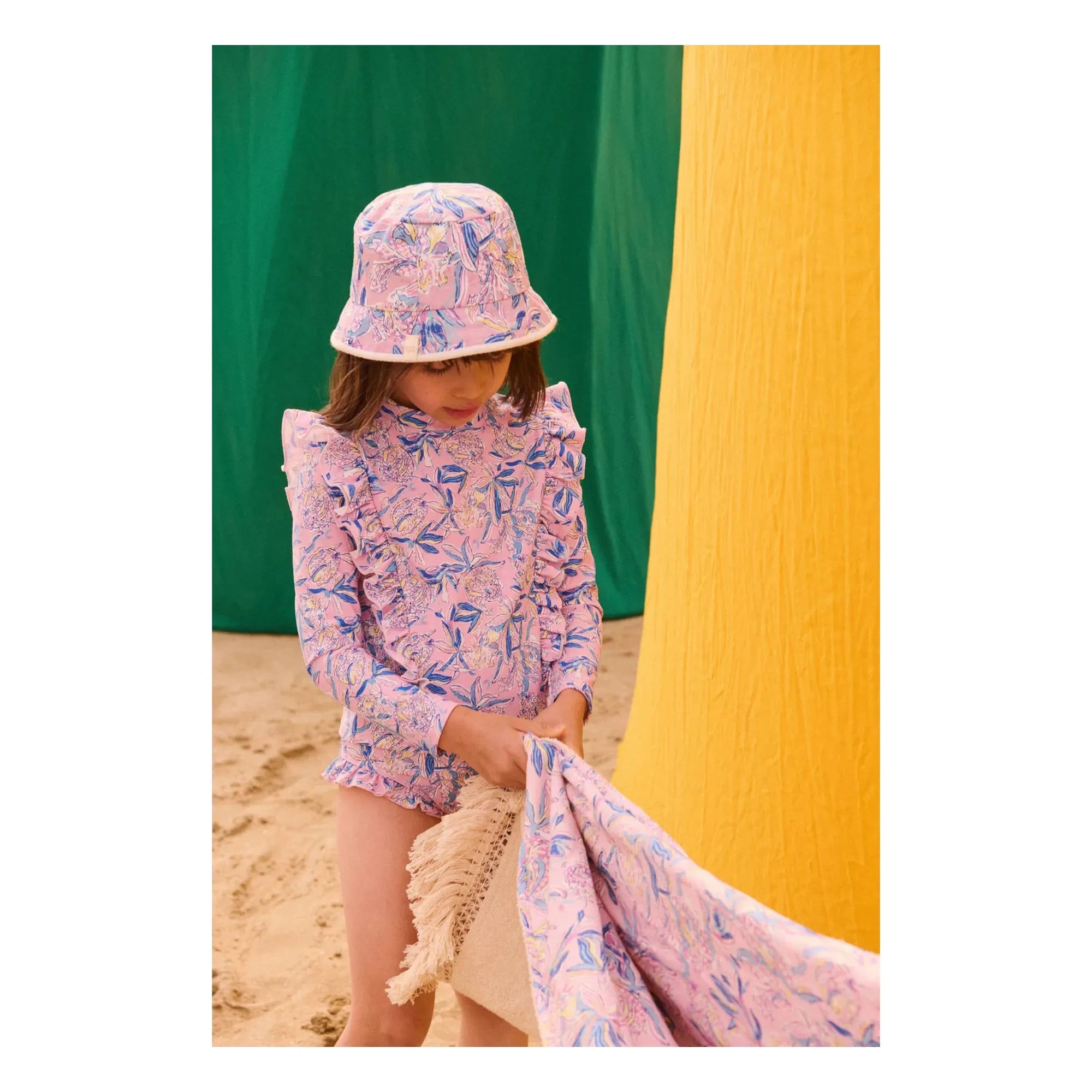 Louise Misha - Gorro de Algodón Orgánico Lajik Fleuri | Rosa