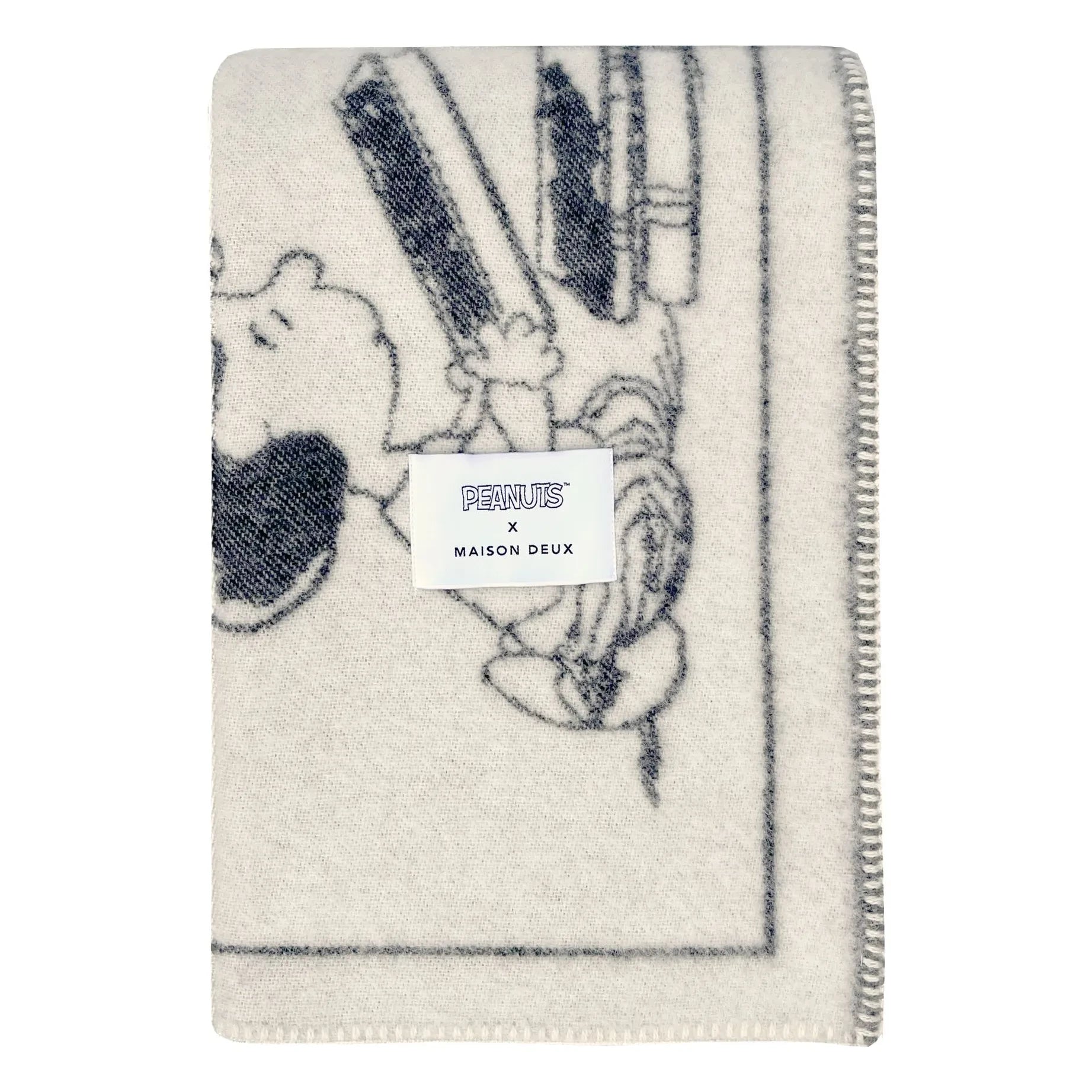 Maison Deux - Manta de lana Peanuts ZZZ | Negro