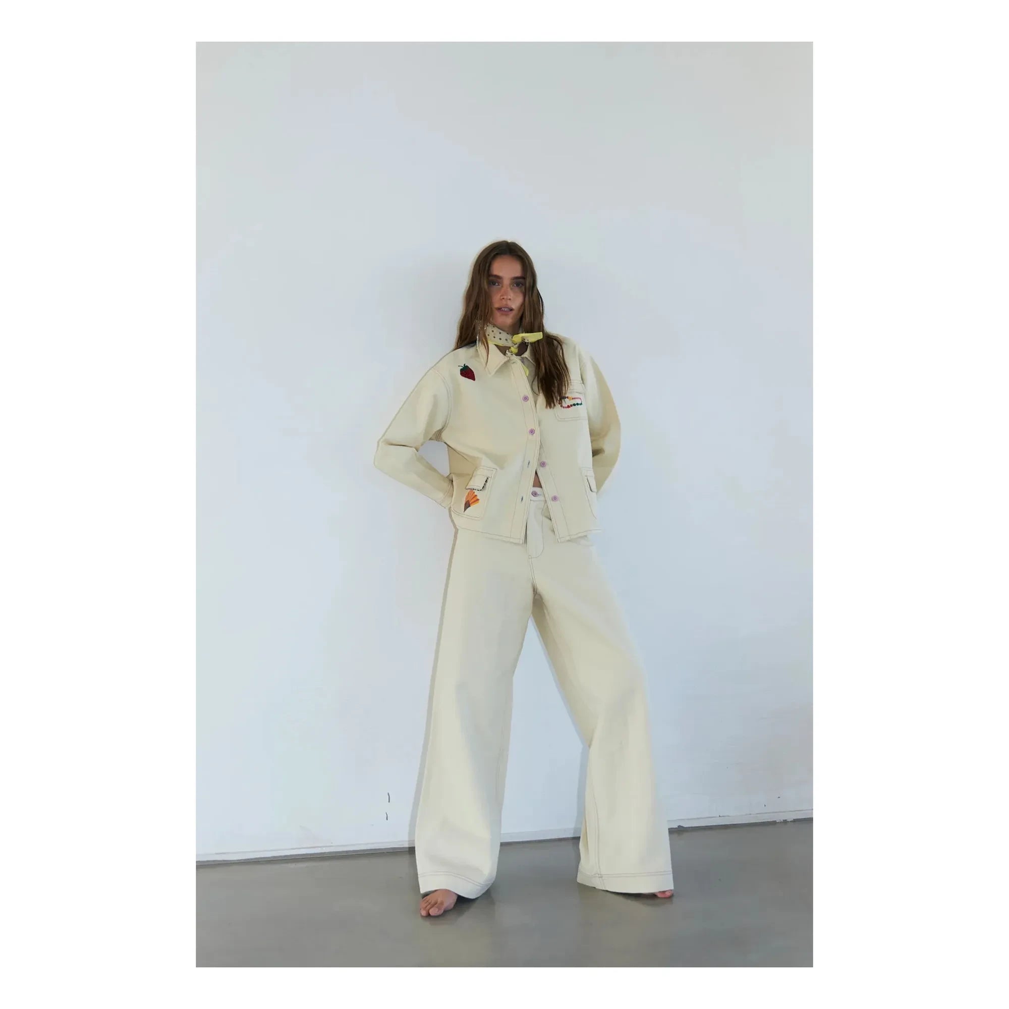Lollys Laundry - Pantalones de algodón Florida | Crema