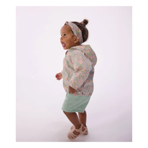 Petit Bateau - Cortavientos con estampado floral de fibra reciclada para bebé | Turquesa