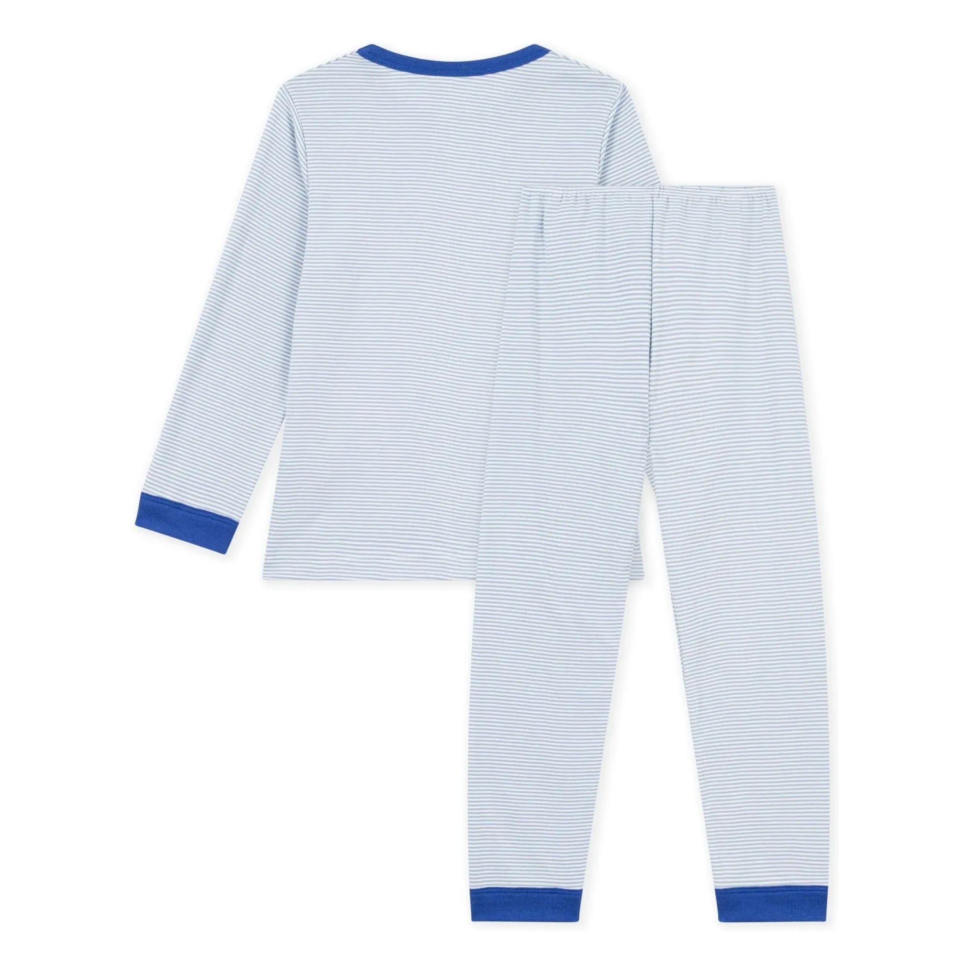 Petit Bateau - Pyjamas Paris Çizgili Organik Pamuk | Mavi