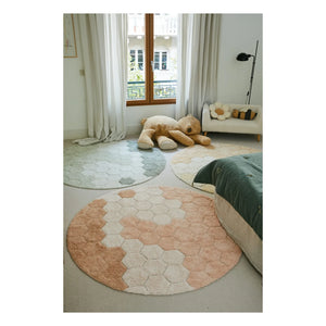 Lorena Canals - Alfombra redonda Honeycomb | Gris azulado