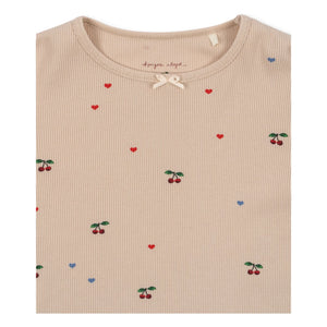 Konges Sløjd - Camiseta acanalada de algodón orgánico Ella Cerises | Rosa palo