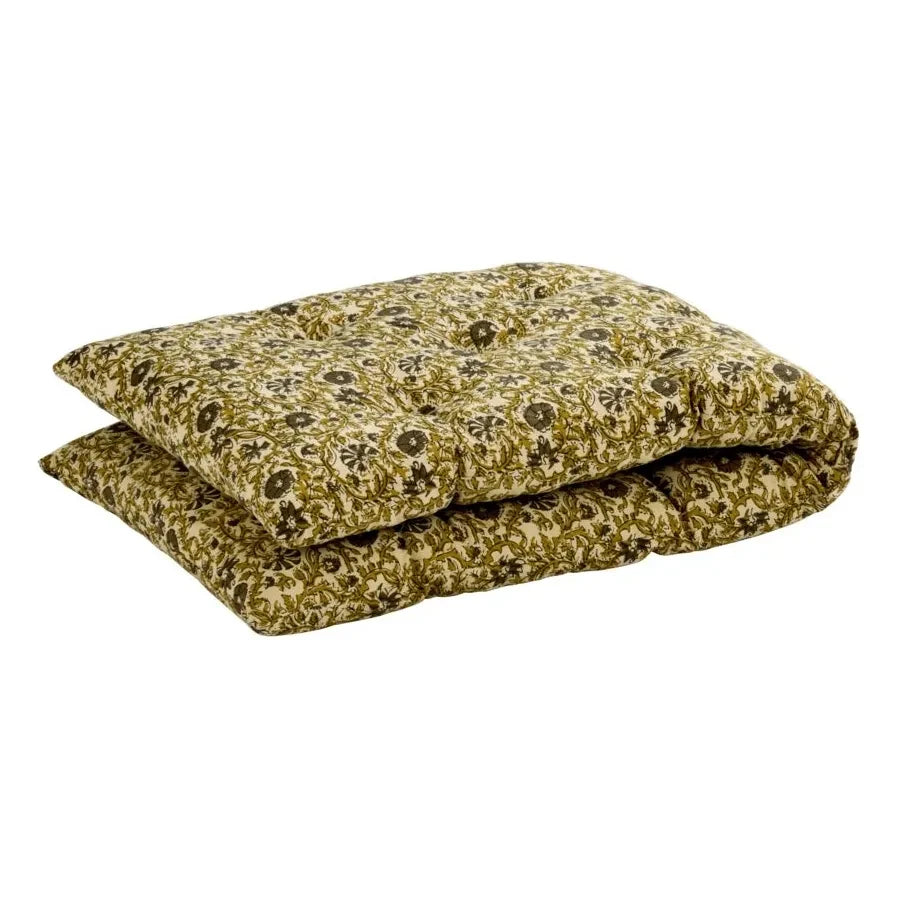 Madam Stoltz - Felpudo de algodón con estampado floral | Verde