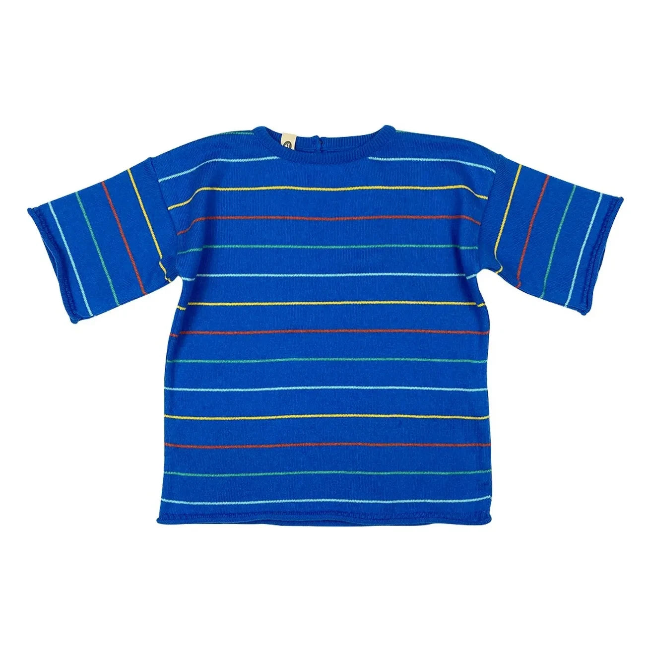 Bayiri - Camiseta de algodón orgánico con rayas botánicas | Azul