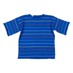 Bayiri - Camiseta de algodón orgánico con rayas botánicas | Azul