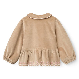 Copenhagen Colors - Blusa bordada de pana acanalada de algodón orgánico | Beige