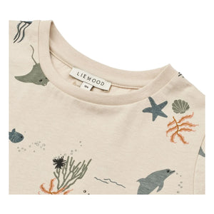 Liewood - Camiseta de algodón orgánico Apia Fish | Beige