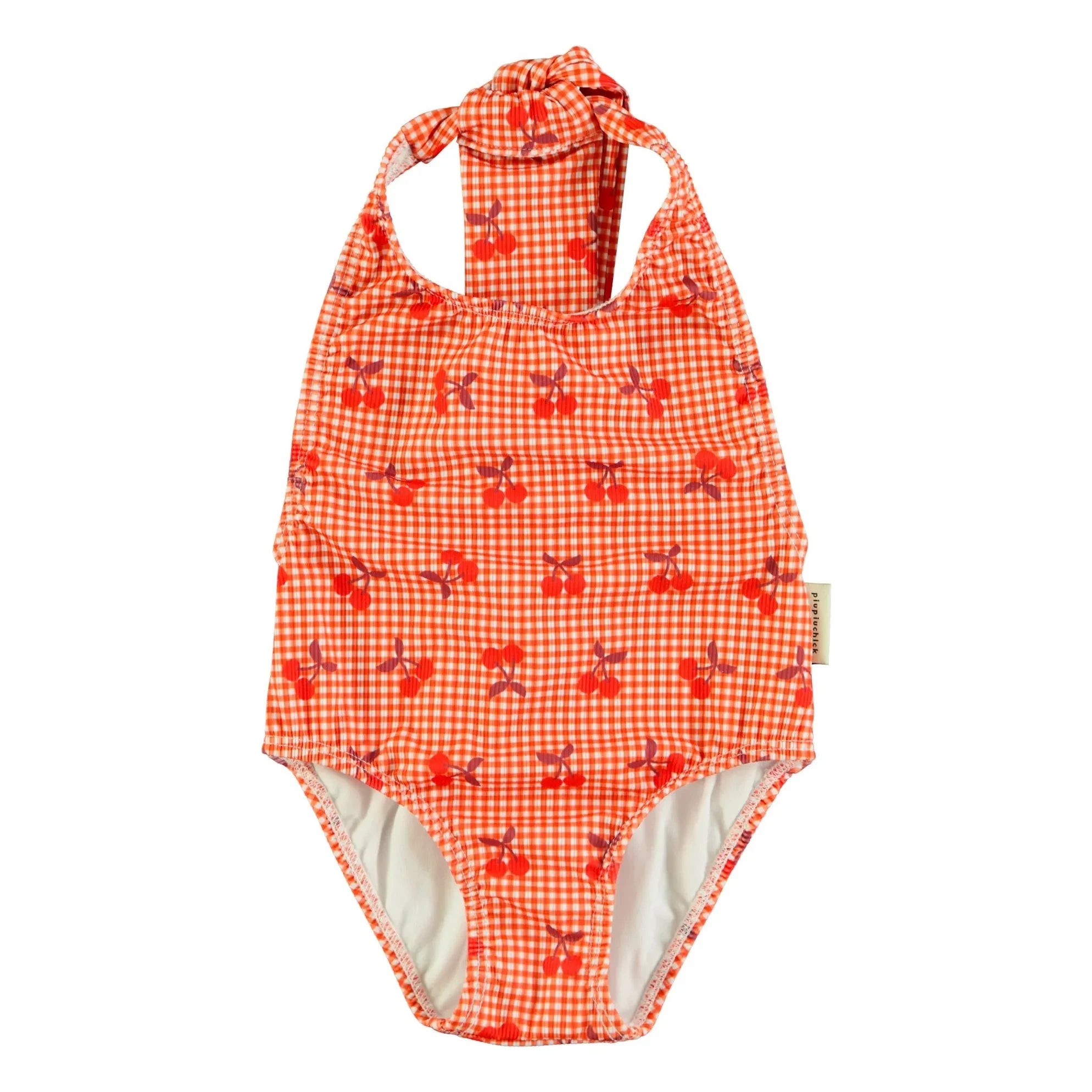 Piupiuchick - Bañador Vichy de Fibra Reciclada | Naranja