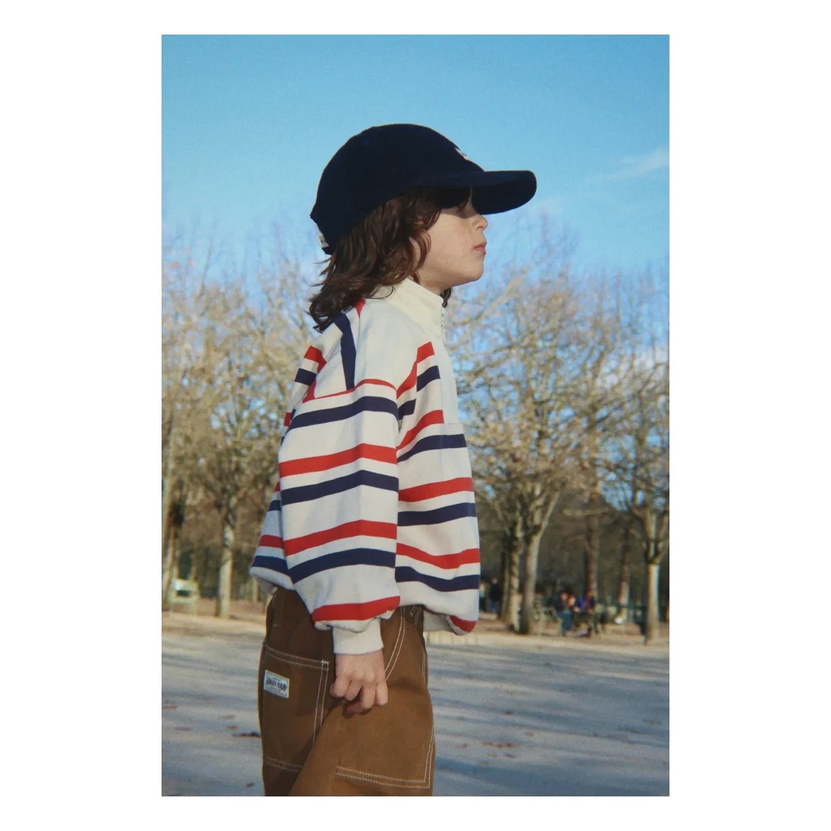 Konges Sløjd - Loupy Çizgili Organik Pamuk Fermuarlı Sweatshirt | Ecru