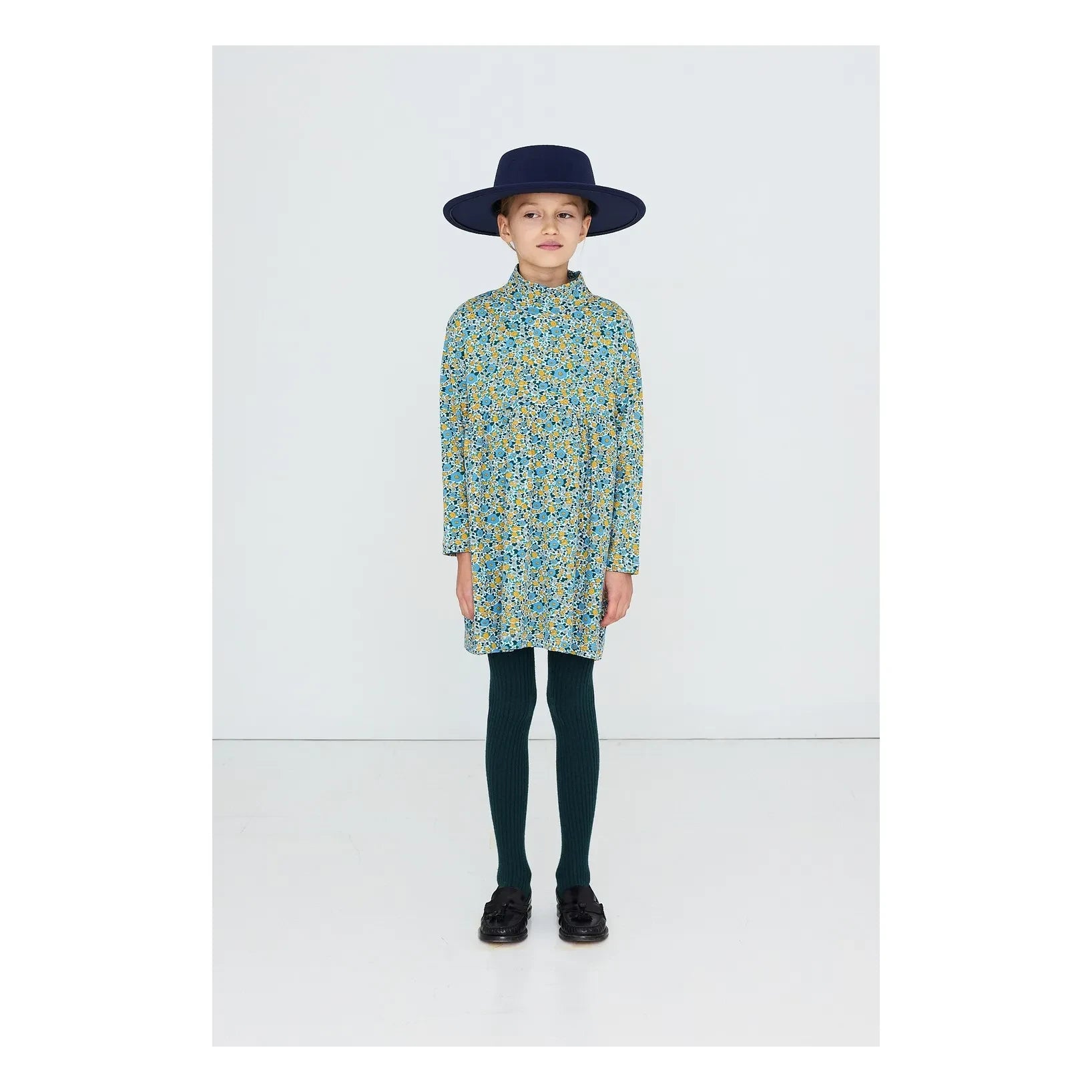 Tinycottons - Vestido floral de pana de algodón orgánico | Azul