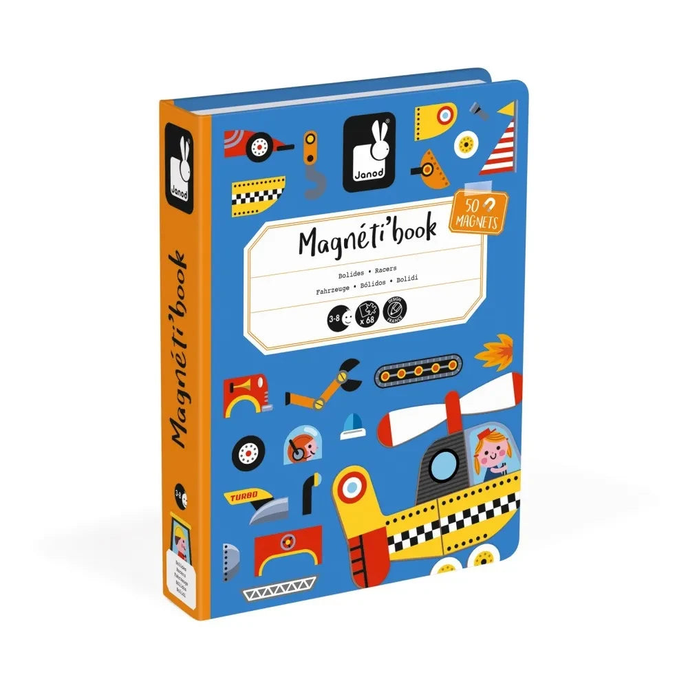 Janod - Libro Magnético Coche de Carreras - 50 imanes