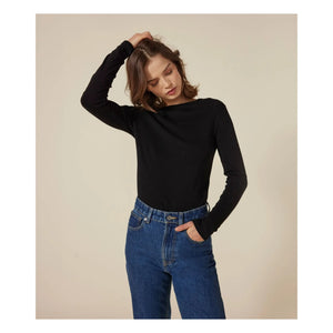 Petit Bateau - Camiseta icónica de manga larga - Colección Mujer | Negro