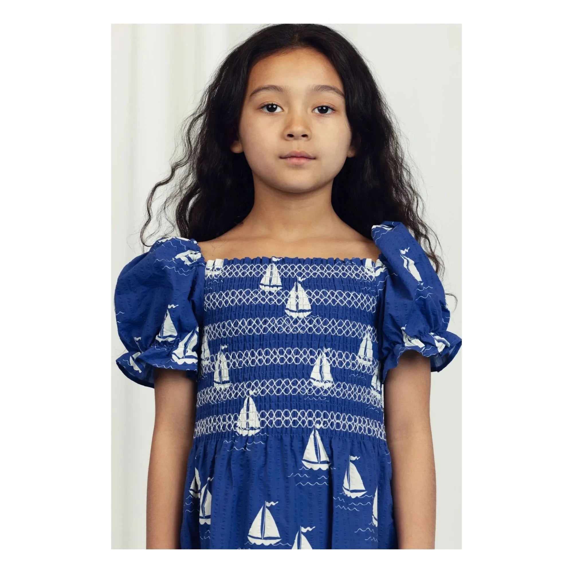 Mini Rodini - Vestido de algodón orgánico Bateaux | Azul