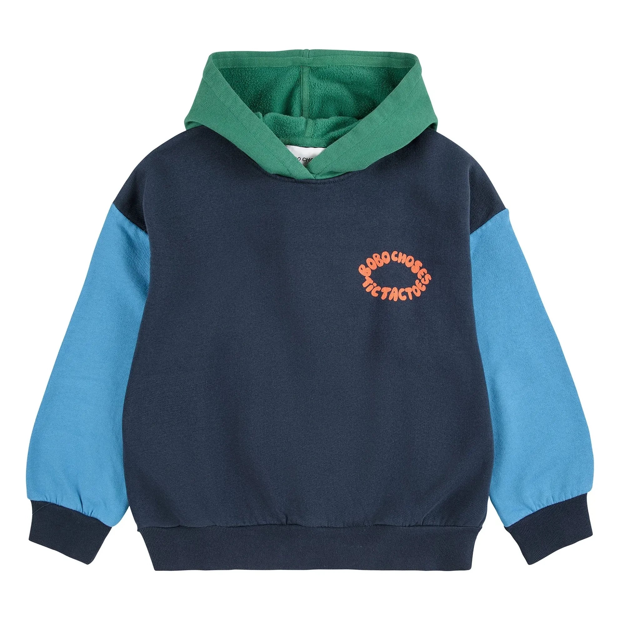 Bobo Choses - Sudadera con capucha de algodón orgánico con bloques de color | Azul