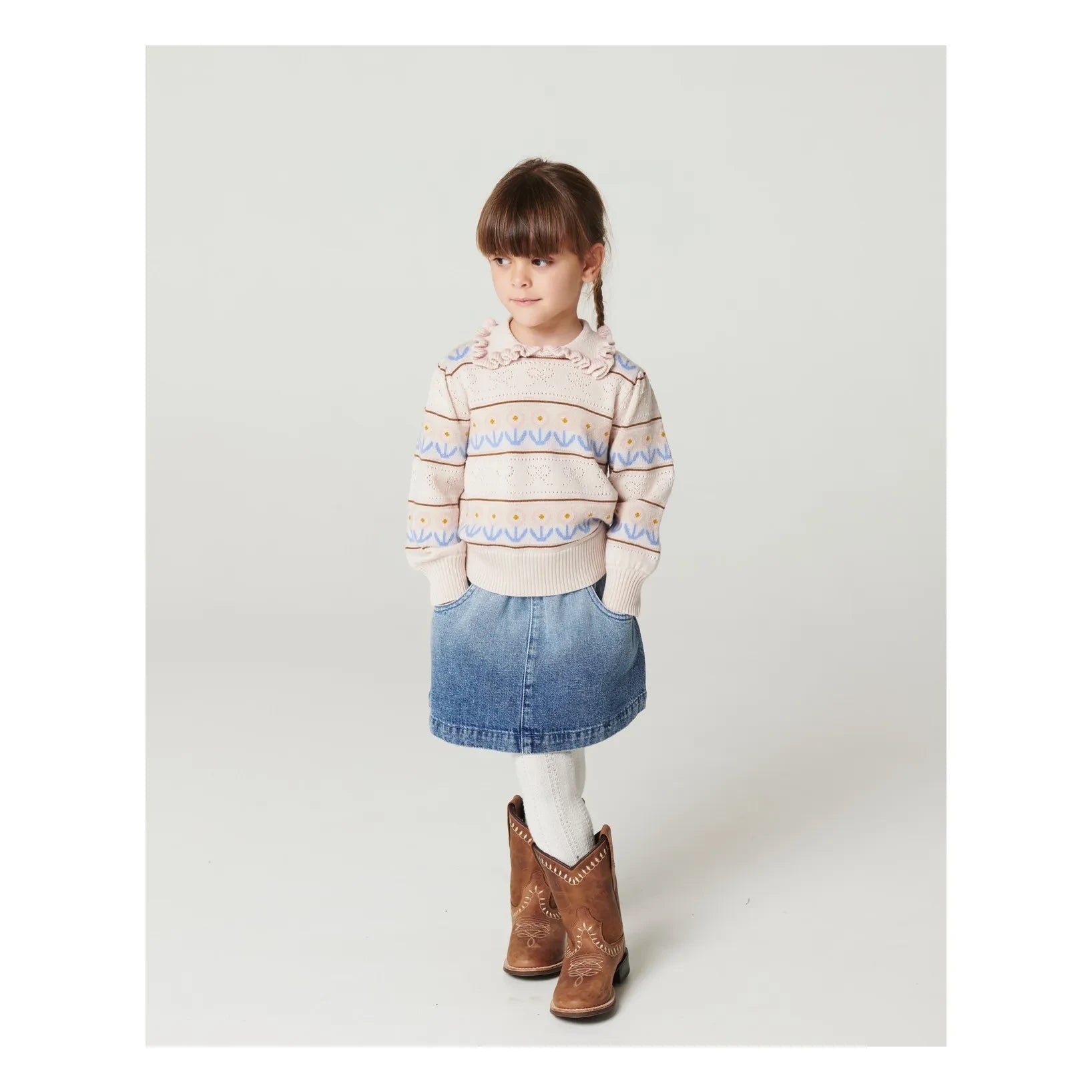 Copenhagen Colors - Falda denim de algodón orgánico con estampado en bloque | Mavi