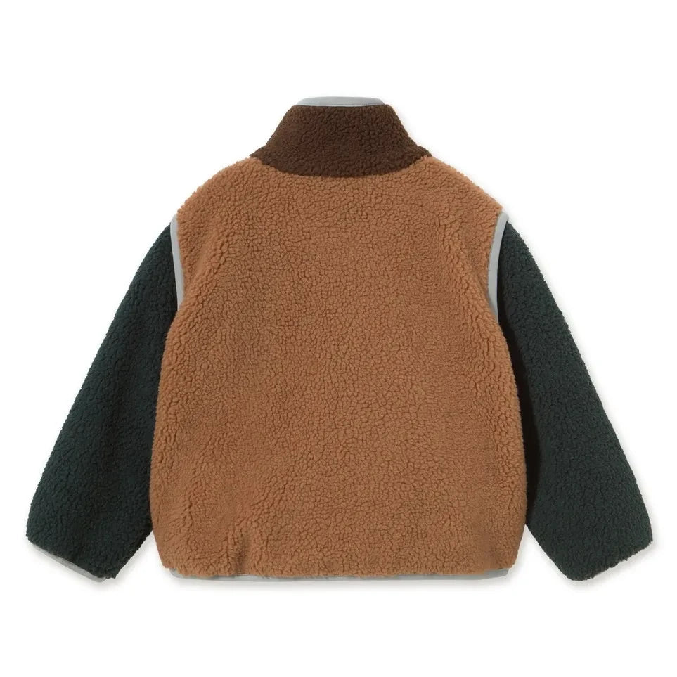 Tinycottons - Chaqueta estilo sherpa con bloques de color | Marrón