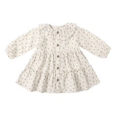 Quincy Mae - Vestido con volantes de gasa de algodón orgánico con estampado floral | Crudo