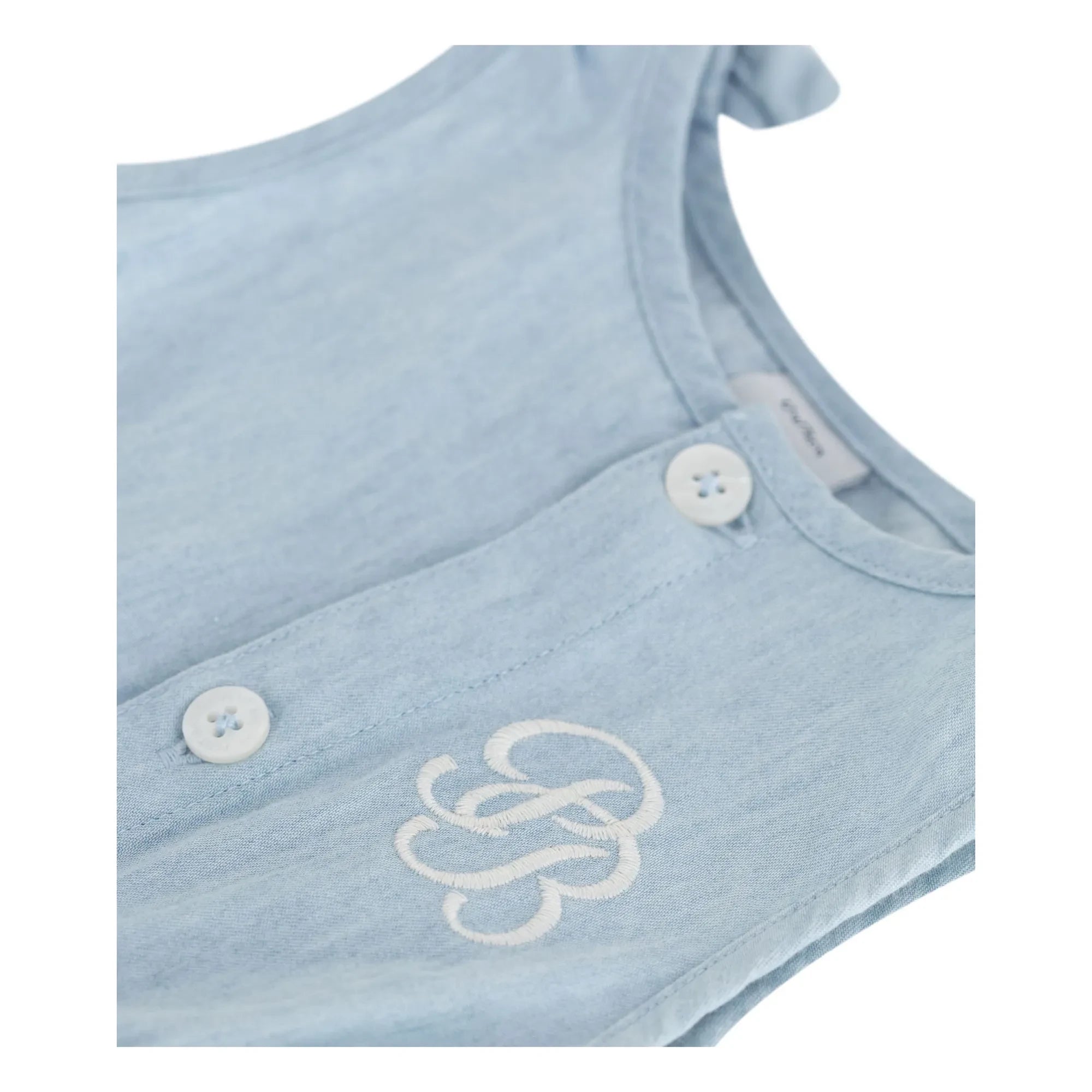 Petit Bateau - Peto de chambray azul con lazo