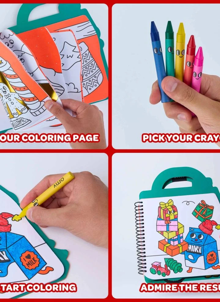 Omy - Libro para colorear de pegatinas de Navidad