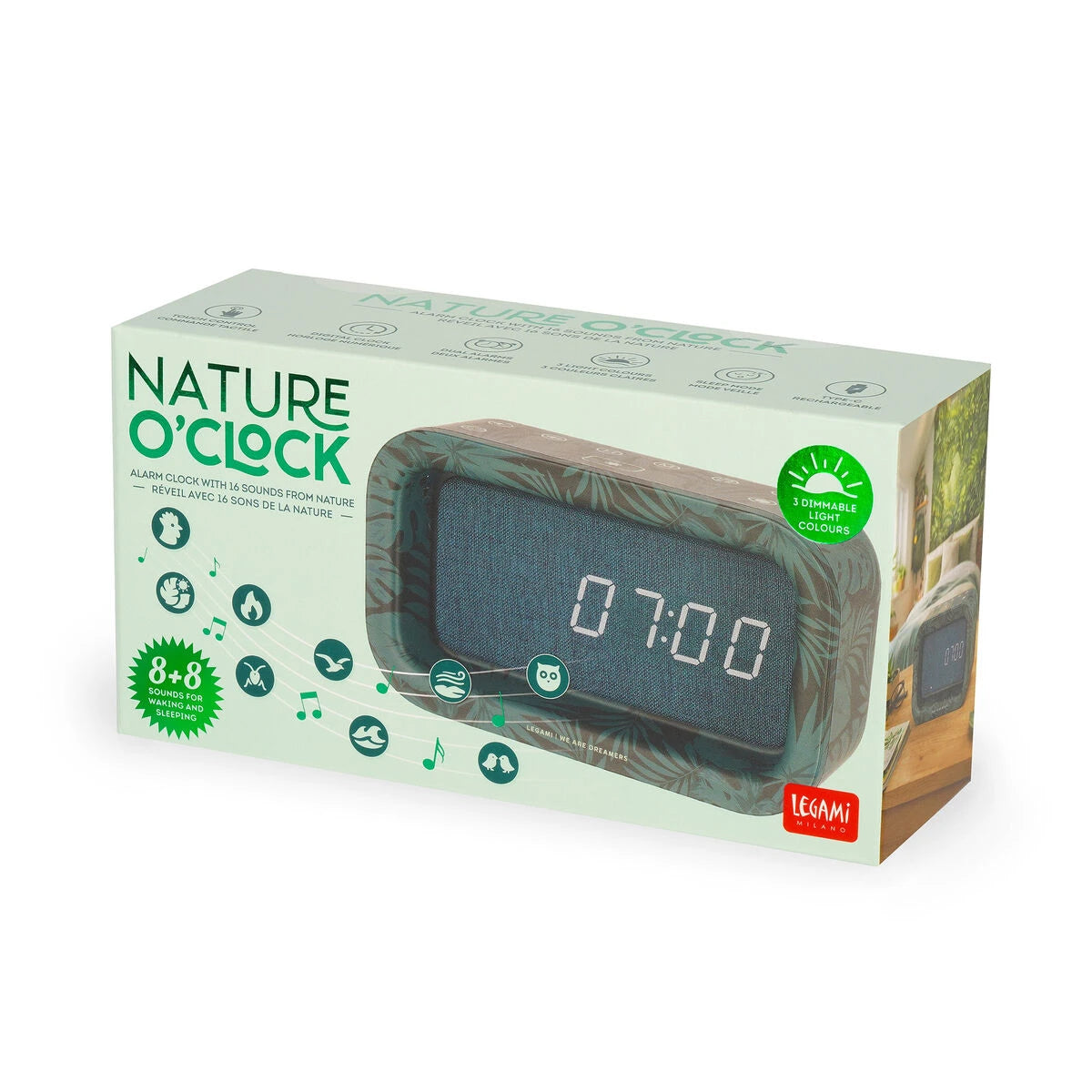 Legami - Reloj despertador de sonidos de la naturaleza