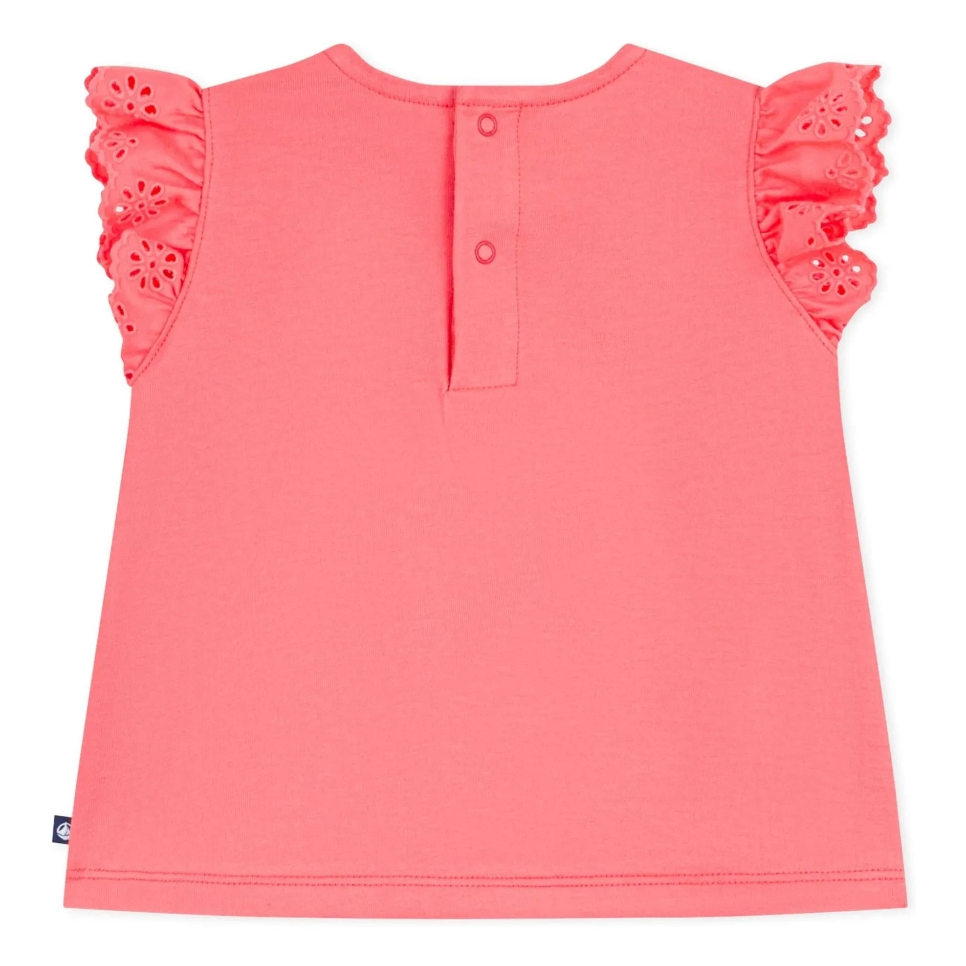 Petit Bateau - Camiseta con bordado inglés | Coral