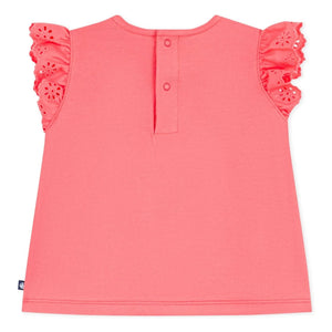 Petit Bateau - Camiseta con bordado inglés | Coral