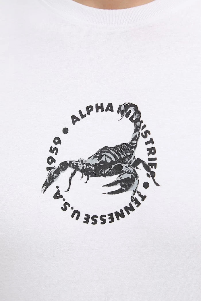 Camiseta Alpha Industries de algodón para hombre con estampado de escorpión en la espalda