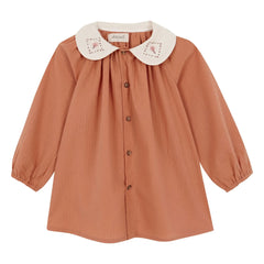 birinit - Blusa con cuello Claudine Dessert de algodón orgánico | Russet