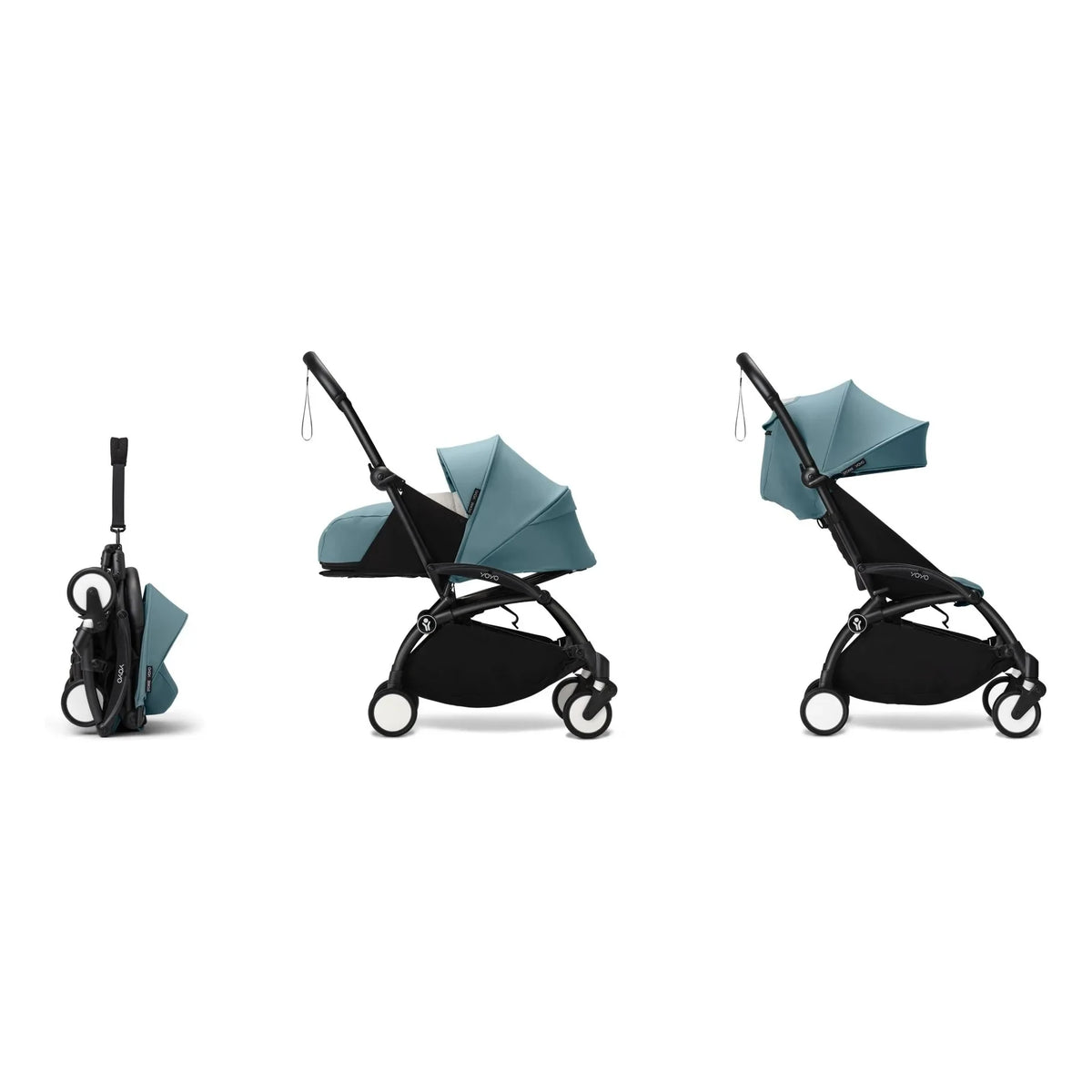 Stokke® - Cochecito completo YOYO³ 0+ y 6+ chasis negro | Aqua