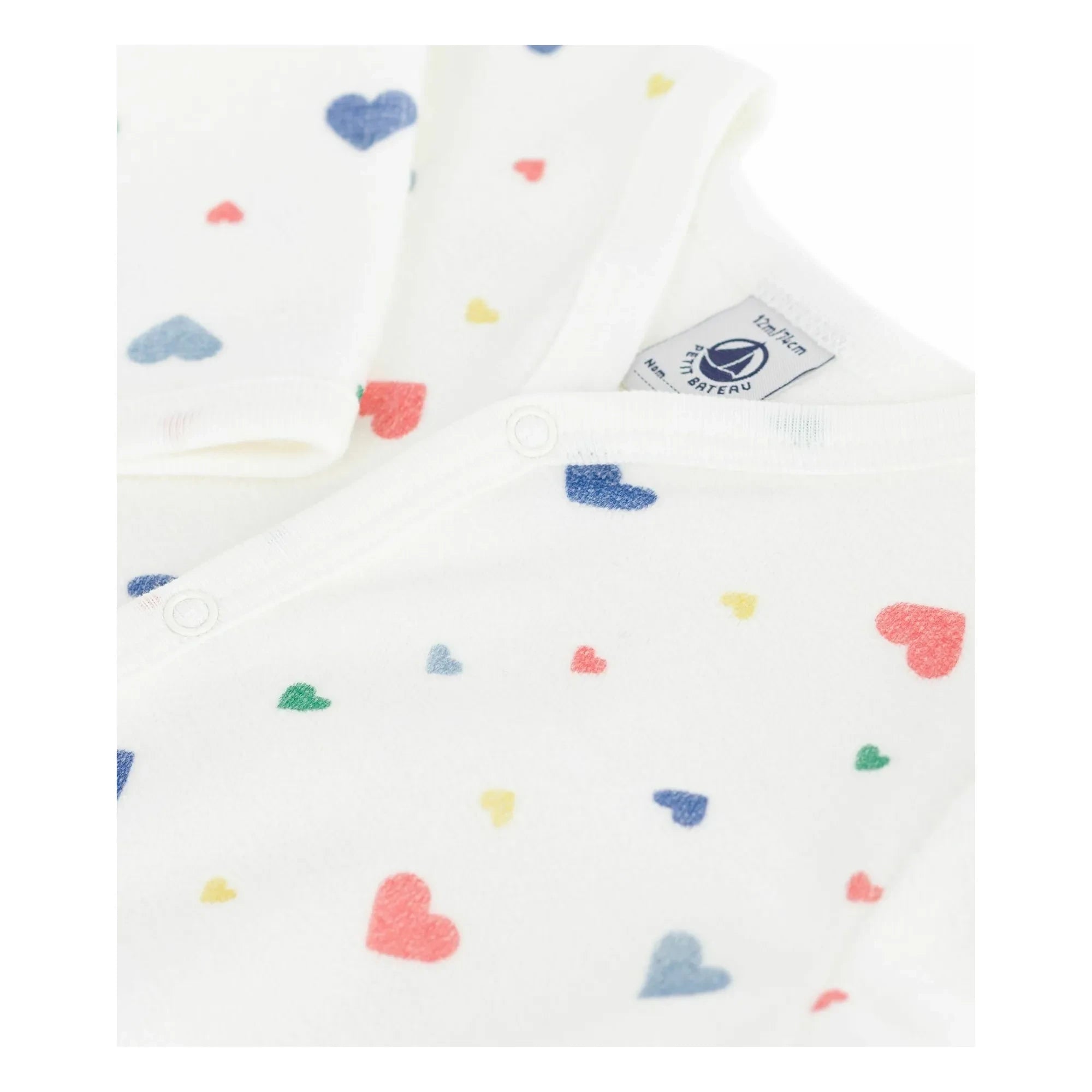 Petit Bateau - Pijama cómoda con pies de corazón | Algodón orgánico blanco