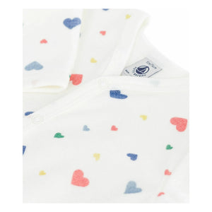 Petit Bateau - Pijama cómoda con pies de corazón | Algodón orgánico blanco