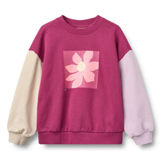 Wheat - Elliot Flower organik pamuklu sweatshirt | Magenta