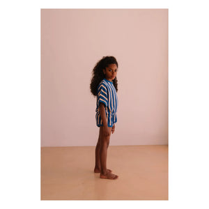 We Are Kids - Romy mameluco de toalla de algodón orgánico a rayas | Azul