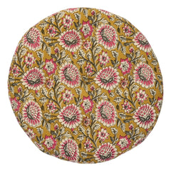 Madam Stoltz - Funda de algodón con estampado floral para silla | Mostaza