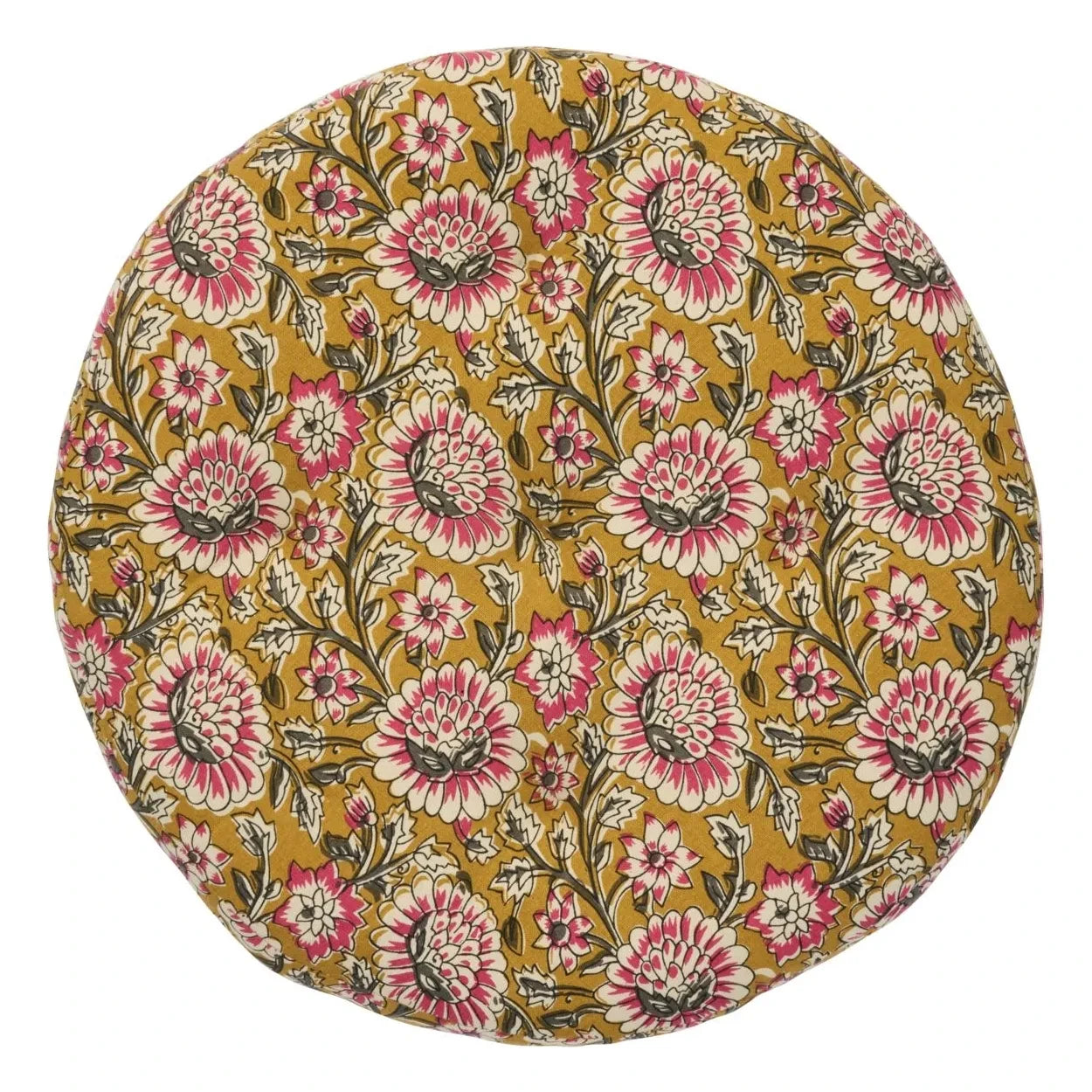 Madam Stoltz - Funda de algodón con estampado floral para silla | Mostaza