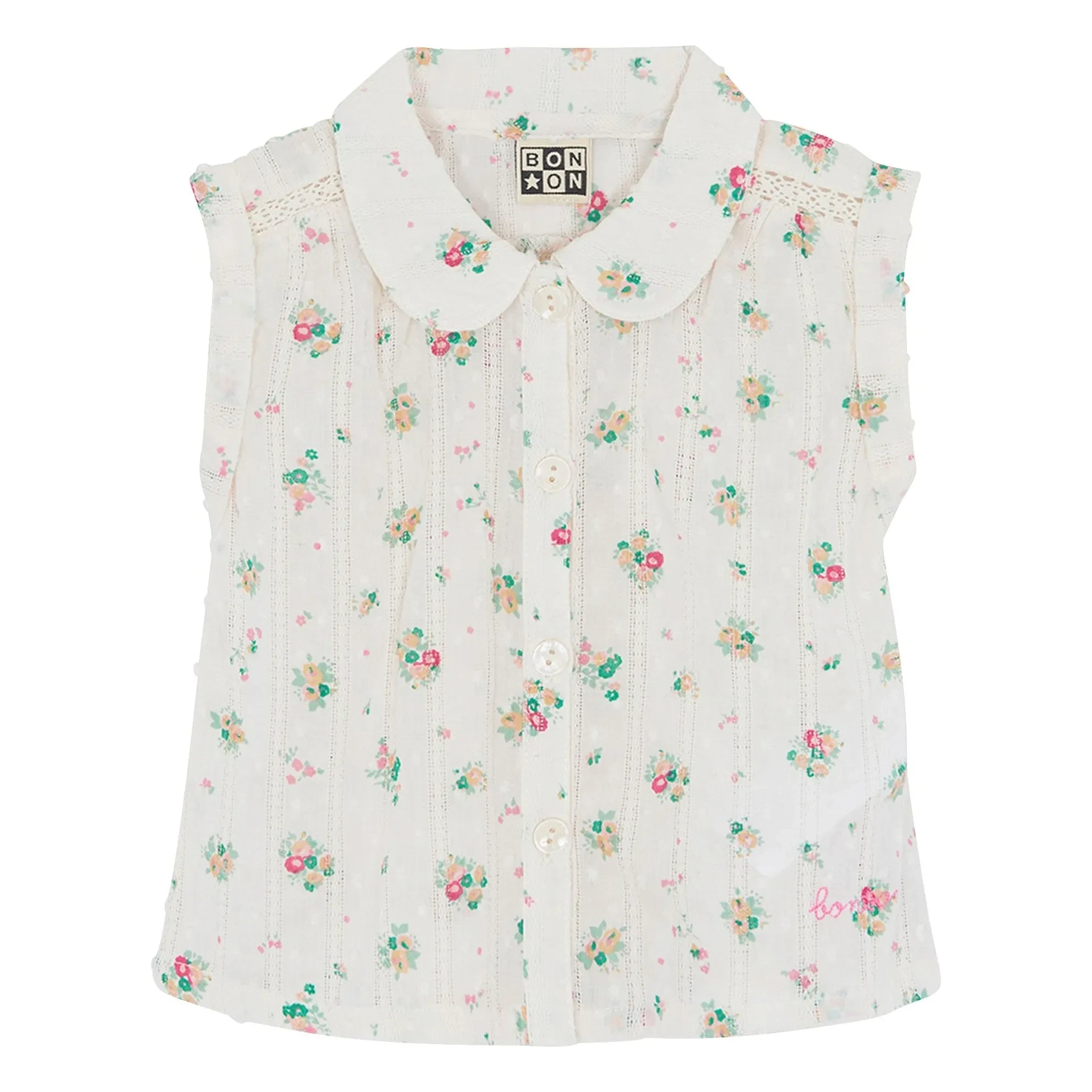 Bonton - Camisa con cuello Claudine Lorelei Bouquets | Crudo