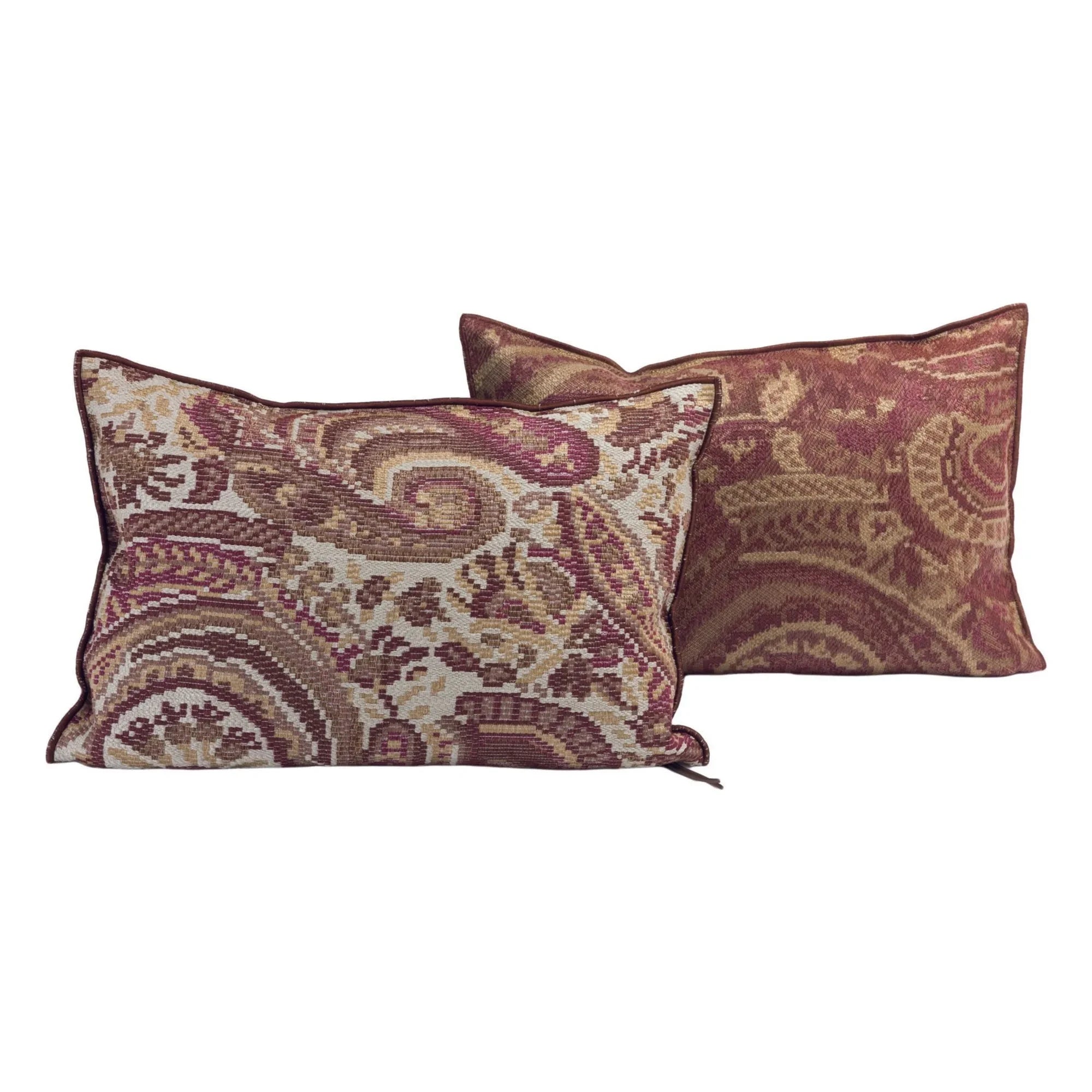Maison de Vacances - Cojín Jacquard Paisley para Interiores y Exteriores Vice Versa | Rosa