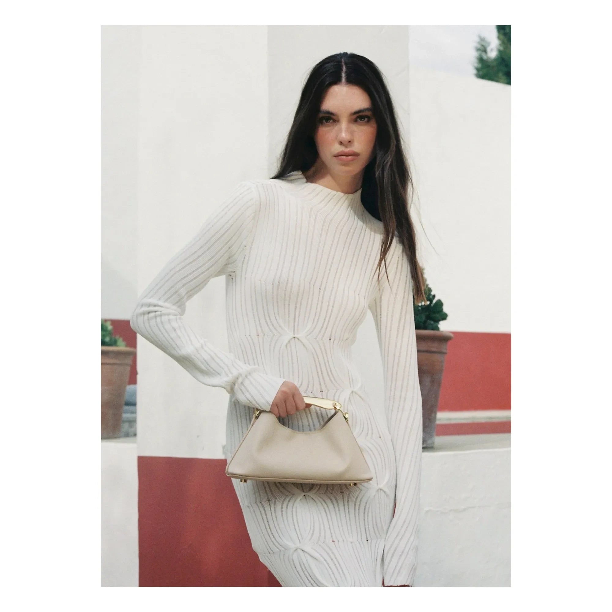 Elleme - Mini Boomerang Bag Cuero Caviar | Nude