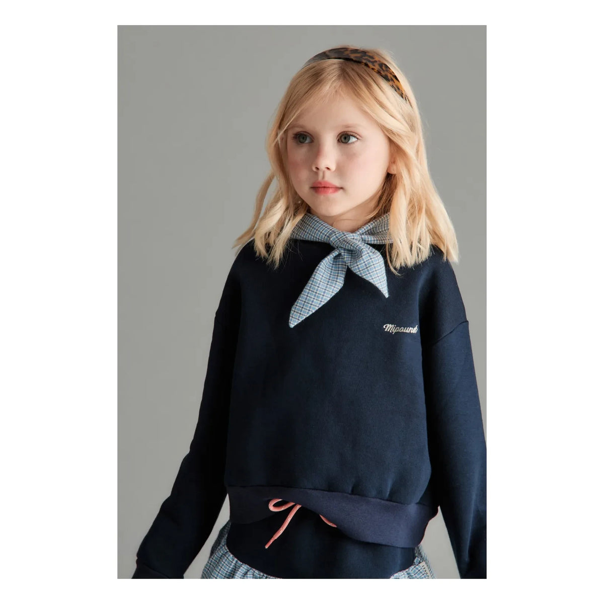 Mipounet - Sudadera con cuello anudado Florence | Azul marino