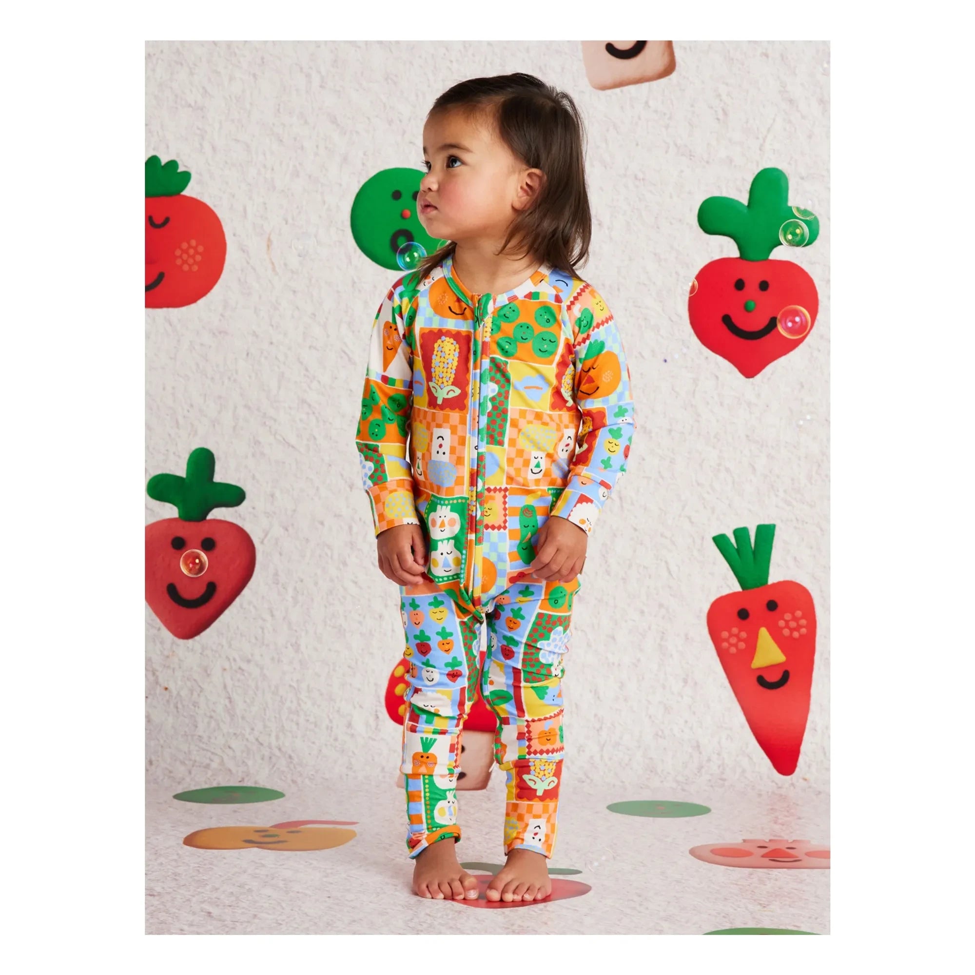 Halcyon Nights - Peto de Algodón Orgánico con Estampado de Verduras | Naranja