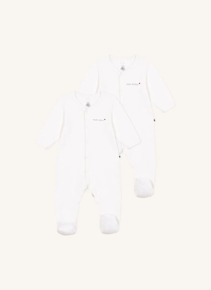 Petit Bateau - Conjunto de Pijamas de Algodón Orgánico de 2 Piezas | Blanco