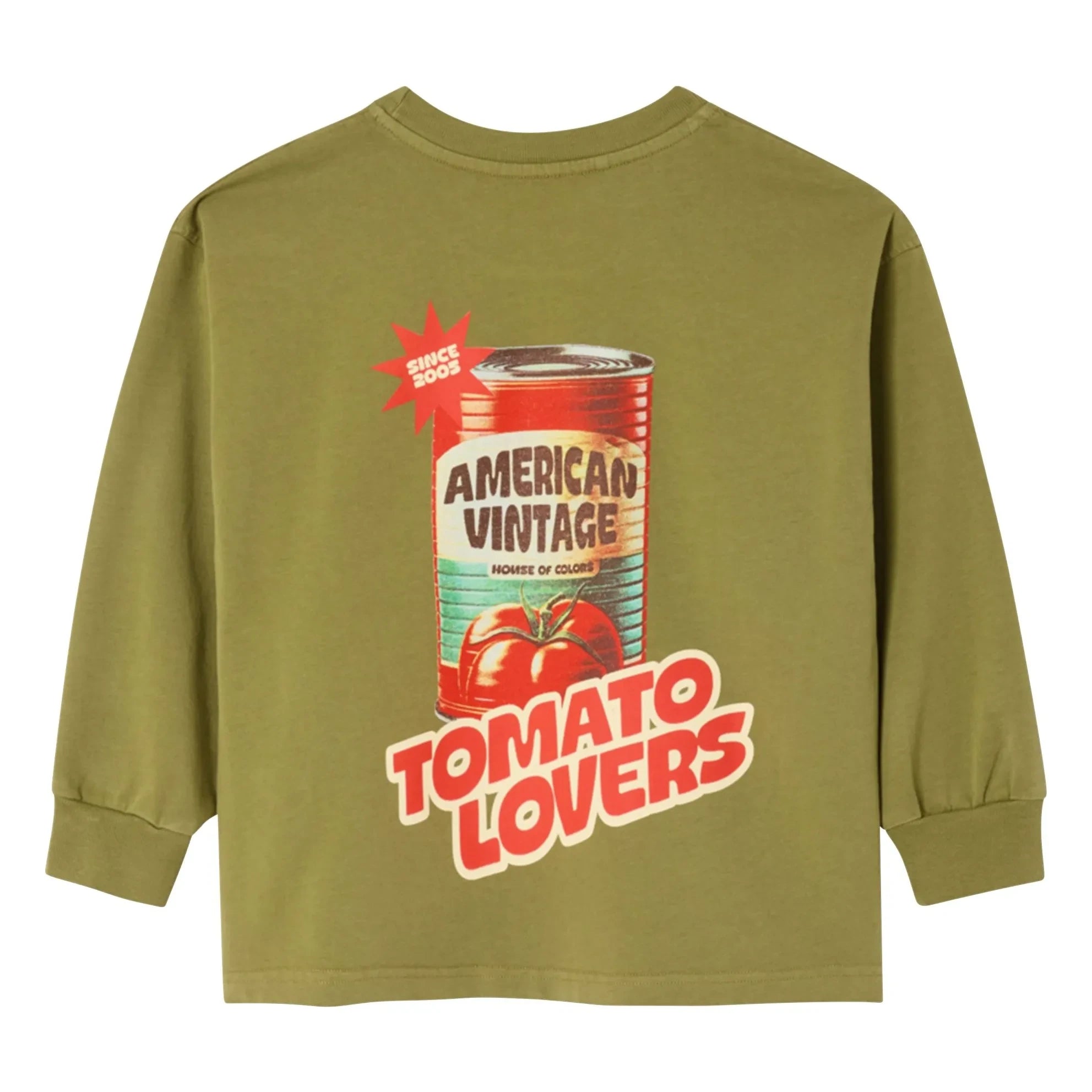 American Vintage - Camiseta de manga larga Fizvallay Tomato Lovers | Caqui claro