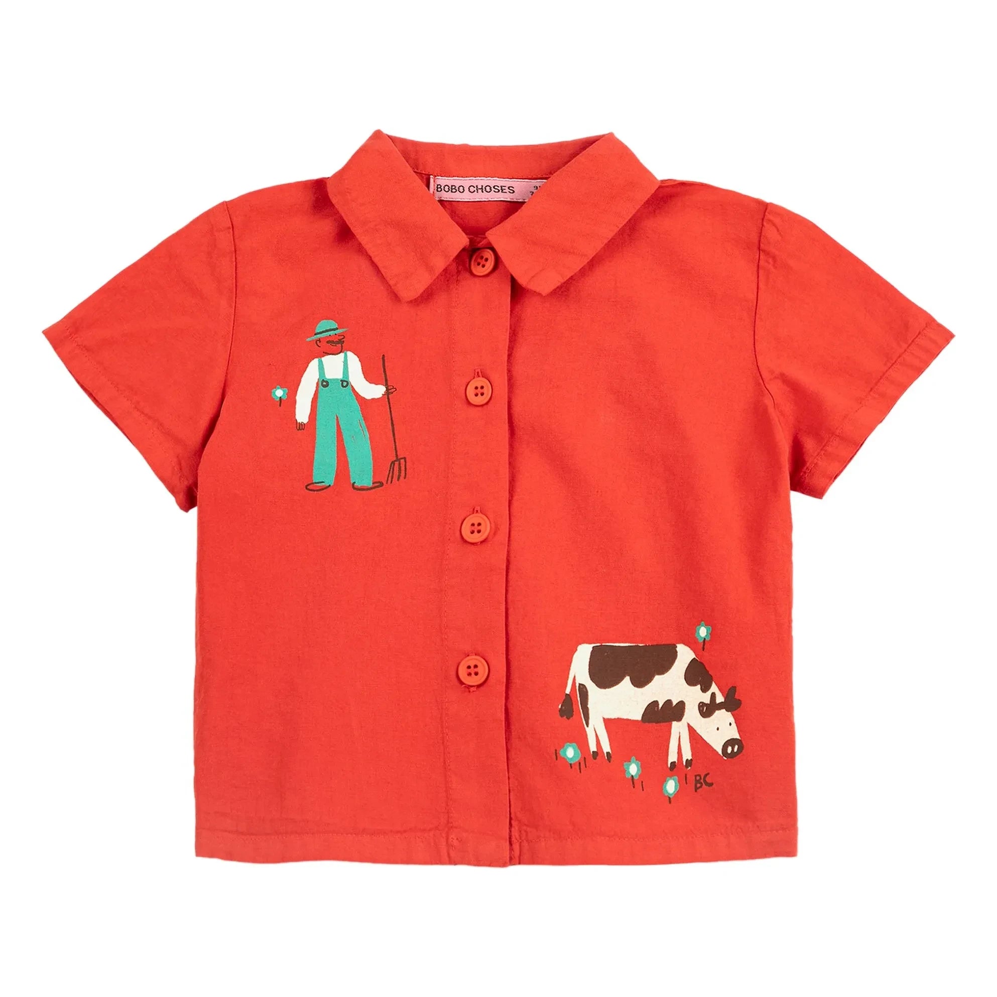Bobo Choses - Camisa de granja de algodón orgánico | Rojo