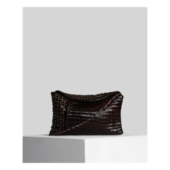 Vipera - Bolso de mano de piel con parche de almohada | Chocolate