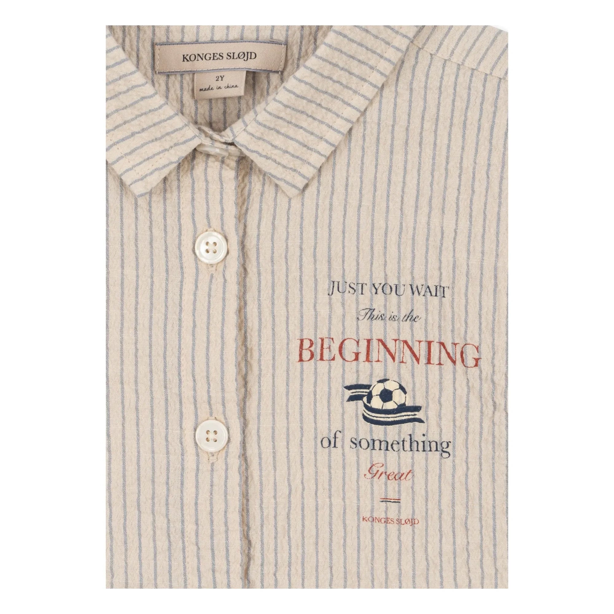 Konges Sløjd - Camisa a rayas de algodón orgánico seersucker Elliot | Beige