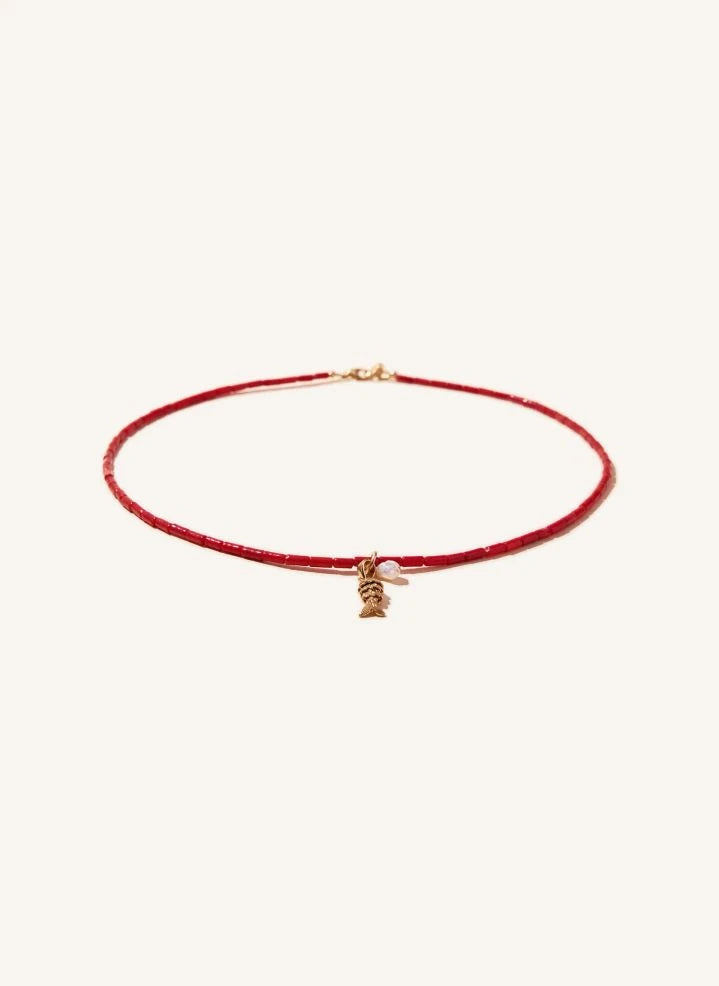 Camille Colette Studio - Collar de Bambú Marino Pez | Rojo