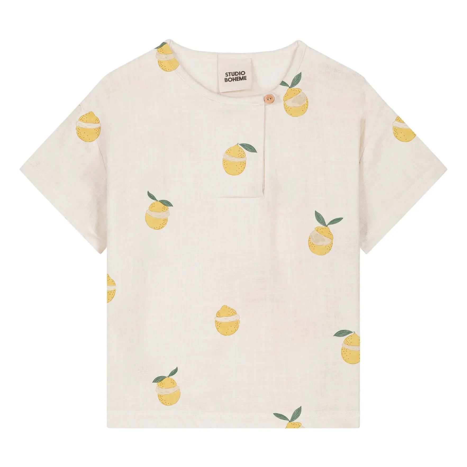 Studio Bohème - Camiseta Orso de Gasa de Algodón Orgánico con Limones | Crudo