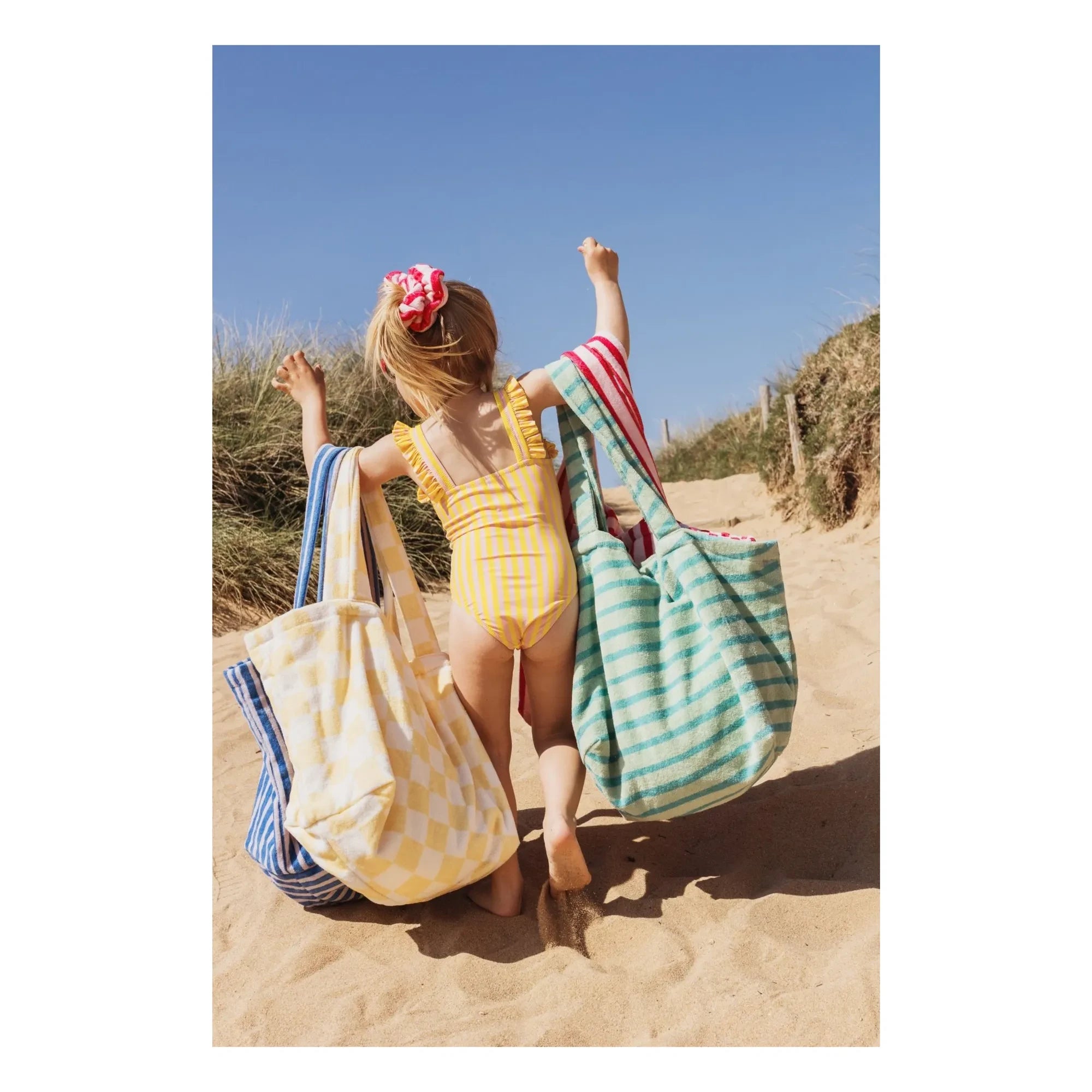 Jera Mini - Traje de baño con volantes a rayas | Amarillo