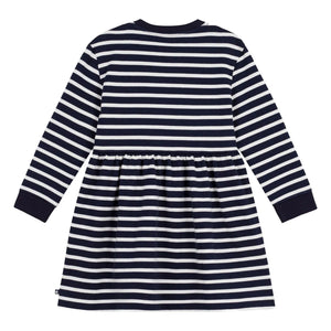 Petit Bateau - Vestido con rayas y corte acampanado | Azul marino